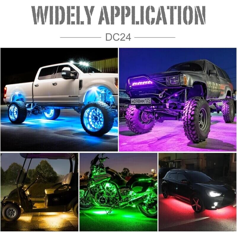 Kit D'Éclairage LED Sous Châssis Pour Voiture/Camion - 4 Bandes RGB Multicolores, Étanches IP, Tension 9-36V - Pour Customisation Et Style