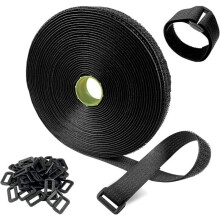 Colliers de serrage en nylon de 10 m de long, coupe libre, 50 boucles, réutilisables, largeur 2,5 cm,