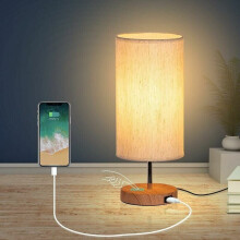 Lámpara de noche, lámpara de noche con puertos de carga USB, control táctil, 3 temperaturas de color