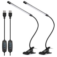 Lámpara de escritorio con clip LED, luz de lectura con clip USB de 10 W, cuello de cisne flexible de