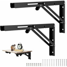 2 x 500 x 170 mm, schwarze, stabile, klappbare Wandhalterungen für Garagenwerkbänke.