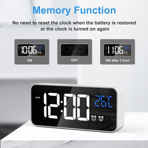 Alarm clock, digital clock with temperature display, snooze 2