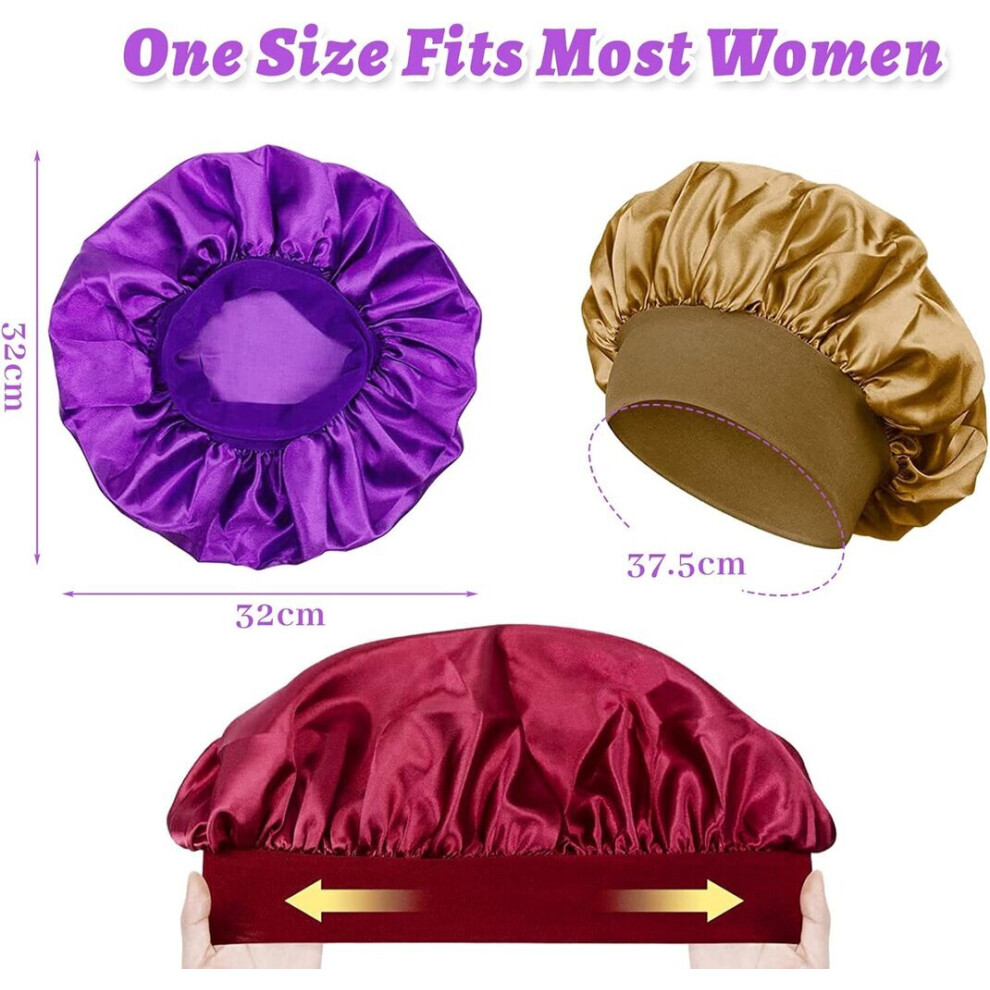 Chemise de nuit en satin 4 pièces Bordeaux + Noir + Violet clair + Or Chemise de nuit en satin Chemise