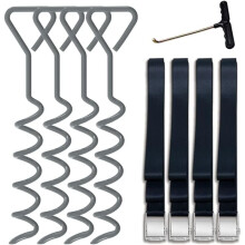 4er-Pack robuste Trampolin-Heringe, korkenzieherförmiger T-Haken aus Stahl für Trampoline – Extra 4er-Pack,