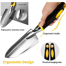 Set di attrezzi da giardino da 4 pezzi con testa in alluminio resistente e impugnatura ergonomica, set