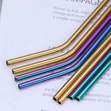 oro + 8 arcobaleno + 2 pennelli - 18 cannucce riutilizzabili, cannucce in acciaio inossidabile, cannucce