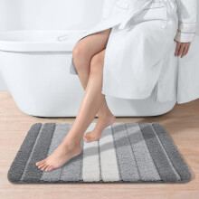 Tappetino da bagno 40 x 60 cm, grigio antiscivolo, tappetino da bagno extra morbido, lavabile in lavatrice,