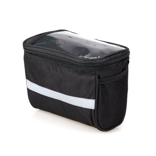 1 borsa da manubrio per bici da strada e mountain bike, nera
