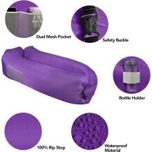 Opblaasbare ligstoel / bank voor buiten - duurzaam nylon - pomploze camping strand ligstoel / bank voor