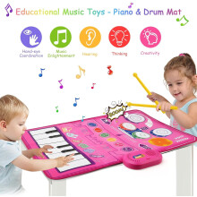 Kinder-Musikmatte, Tanzmatte 2 in 1, Musikspiel-Jazz-Schlagzeug und Klaviermatte, tragbares Spielzeug