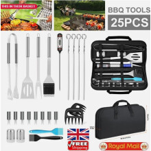 Grillaccessoires 25-delige BBQ-grillgereedschapset met roestvrijstalen thermometer