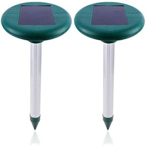 Pakkaus sisältää 2 Solar Mole Repeller Ultraääni Mole Repeller Älykäs Solar Mole Hunter yhdistää äänet