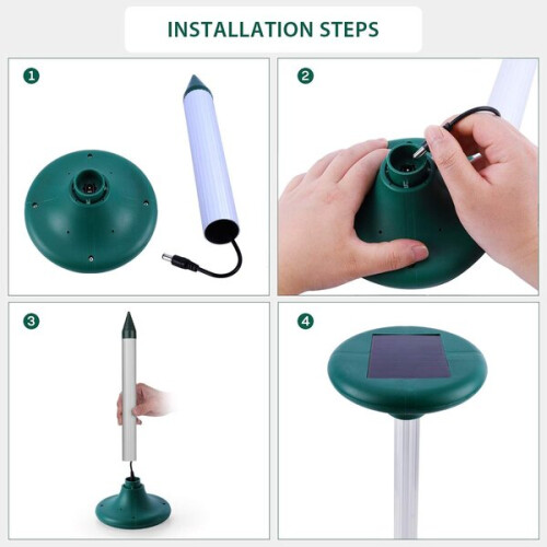 Pakkaus sisältää 2 Solar Mole Repeller Ultraääni Mole Repeller Älykäs Solar Mole Hunter yhdistää äänet 2