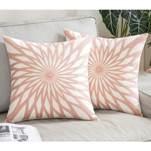Set di 2 cuscini decorativi ricamati, inserti e fodere, cuscini decorativi, cuscini con inserti per 2