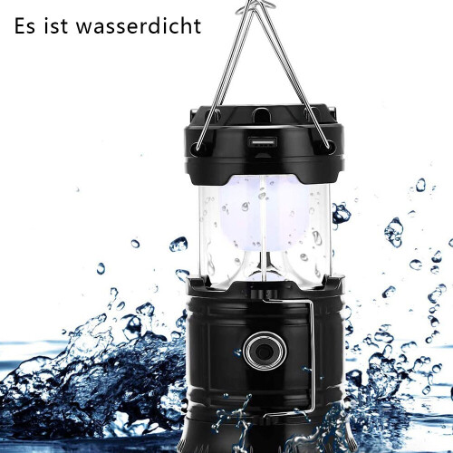 Foldable Portable LED Camping Light Waterproof Solar USB Rechargeable LED Flashlight Survival Kit
