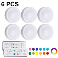 Luces LED RGB para gabinete, luces nocturnas a batería con control remoto, 16 modos de color, 30 lm,