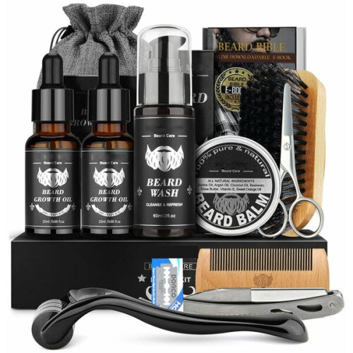 Beard Shaver Complete Men's Beard Set Men's Beard Grooming Kit with Beard Roller Includes Beard Shampoo, 1