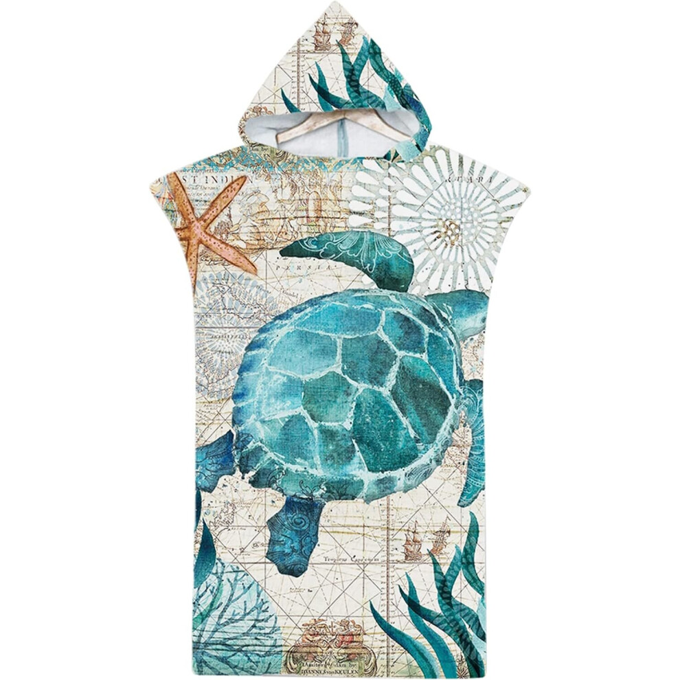 Serviette de plage en microfibre à imprimé animal océanique Serviette de plage à capuche bleue Serviette