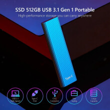 Hard disk esterno Hard disk esterno SSD, TW92, alluminio, portatile, USB 3.1, 8 TB, blu