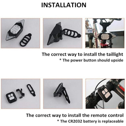 Clignotant de vélo à télécommande sans fil, feu arrière de vélo 2