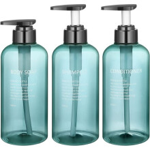 Lot de 3 flacons pompe vides, flacon pompe rechargeable de 500 ml / 16,9 oz, flacon de shampoing vide