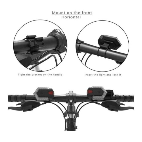 Front and Rear Bicycle Turn Signal Kit with Wireless Remote Control (Black) -