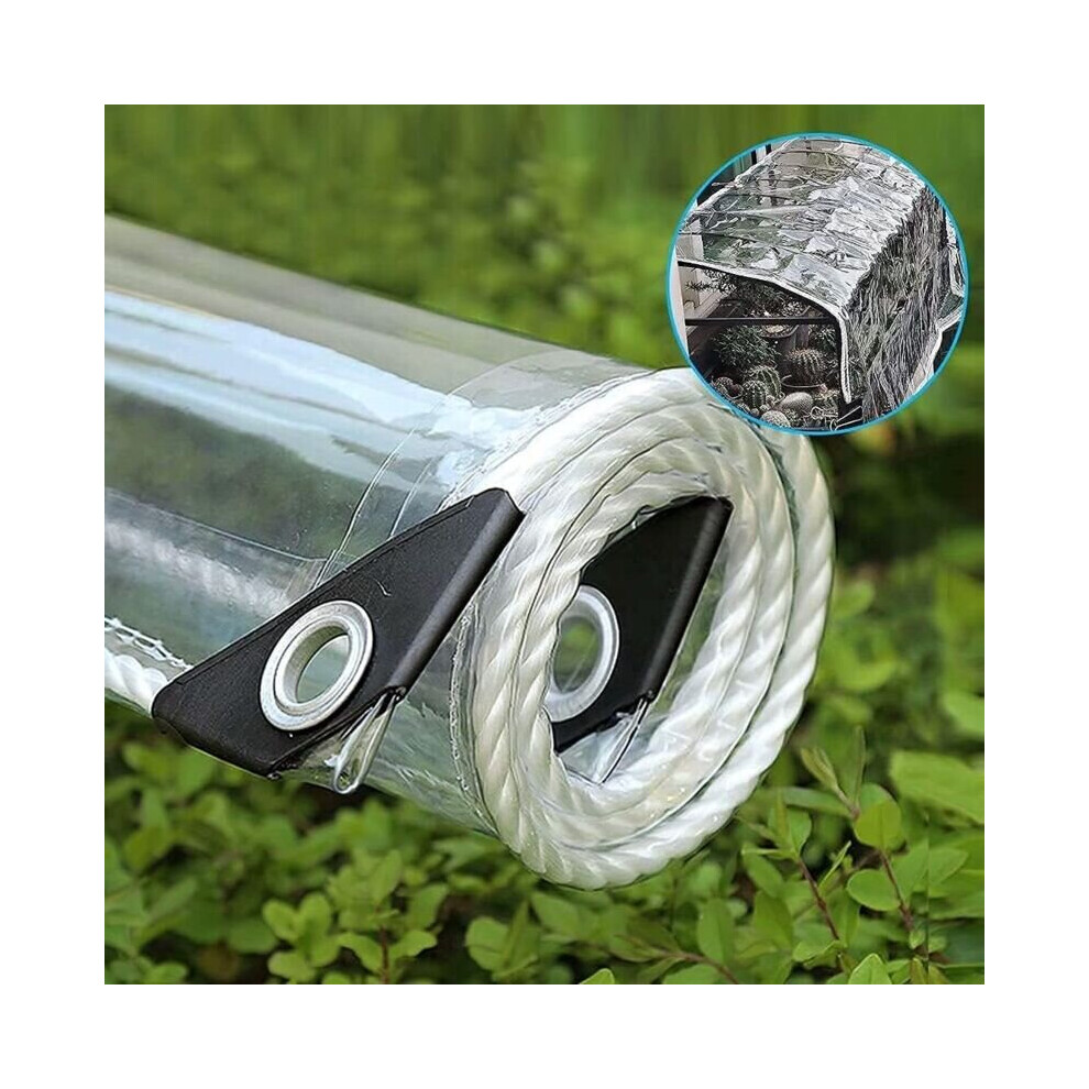 Bâche industrielle transparente à œillets de 0,35 mm, bâche en plastique transparent imperméable, pergola