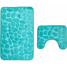 Badematte 2-tlg. rutschfest waschbar Badvorleger-Set Badvorleger und WC-Vorleger 80x50 cm Aqua