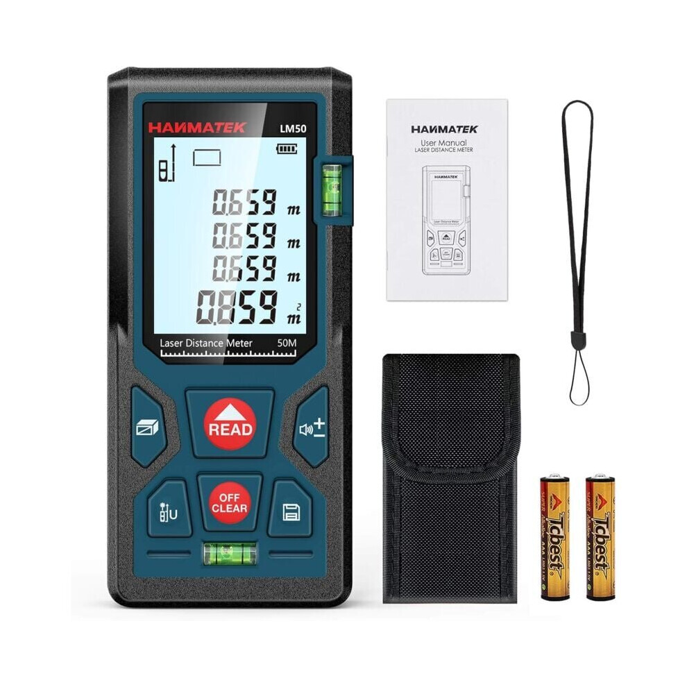 Misuratore Di Distanza Laser Digitale, LM50 Misuratore Di Distanza Laser Digitale Da 50 M, Lunghezza/Area/Volume/Pitagorica