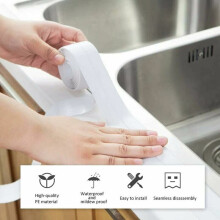 Badezimmer-Silikondichtung, Dichtungsband, selbstklebendes, wasserdichtes PE-Band für Bad, Dusche, Toilette,