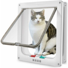Kattenluik, waterdicht huisdierluik met 4-standen draaisluiting voor katten en kleine honden, eenvoudig