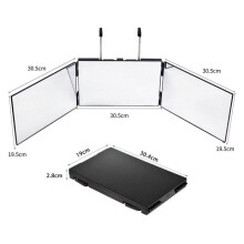Dreifach Klappspiegel 360 Grad Spiegel für Herrenfriseursalons schwarz ohne LED