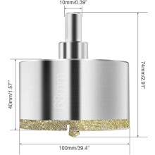 Scie cloche diamantée 68 mm, foret diamanté avec guide central, scie cloche pour carrelage avec surface