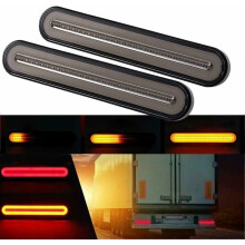 Geel en rood 100 LED dynamische rem richtingaanwijzer achterlicht aanhanger bestelwagen (2 stuks)