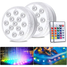 Submersible LED lamp, 2 pcs. Waterproof LED Lamps with Remote Control, RGB Color Changing Pond Lighting