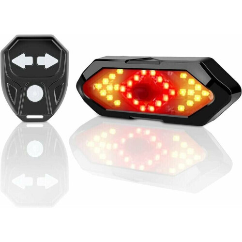 Luce di svolta e luce posteriore per bicicletta con effetti sonori, telecomando wireless, 5 diverse