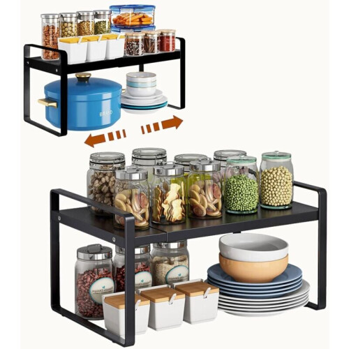 Expandable Metal Shelf - Expandable Kitchen Shelf - Adjustable Storage Rack - Spice Rack - Kitchen,
