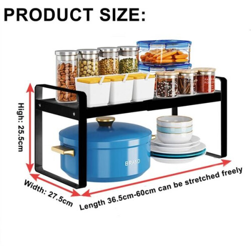 Expandable Metal Shelf - Expandable Kitchen Shelf - Adjustable Storage Rack - Spice Rack - Kitchen, 2