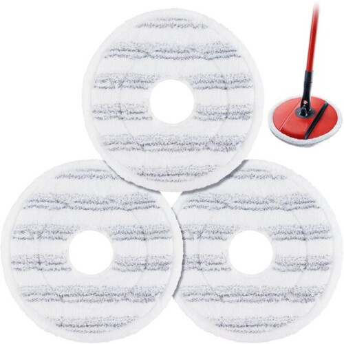 3 replaceable mop heads, washable and reusable, for Vileda Spin and Clean microfiber mop refills 1