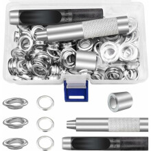 Rengassisäosat 12 mm metallisilmukat Sarjat 100 kpl Canvas-taskuteltan korjaus hopeanvärinen (1/2 tuumaa)