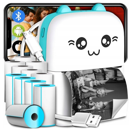 Miniprinter Miniprinter Cat Blue en 11 rollen printpapier