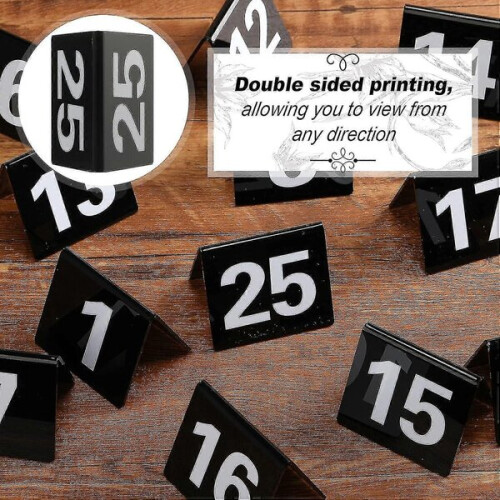 Numéros de table 1 à 25, en acrylique, double face, numérotés, pour restaurant, mariage 2