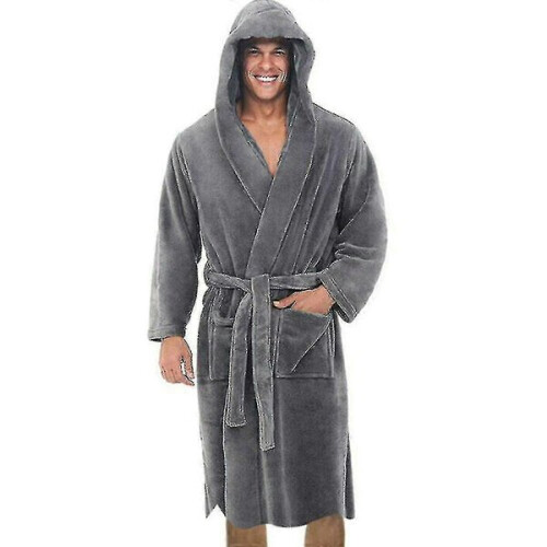 Camicia da notte con cappuccio da uomo, grigia, L 1