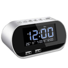 Radiosveglia, FM con timer di spegnimento, doppia porta USB di ricarica, display digitale con oscuramento,