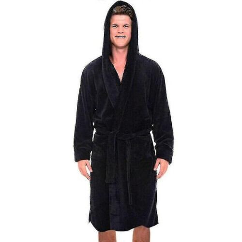 Camicia da notte con cappuccio da uomo, nera, L 2