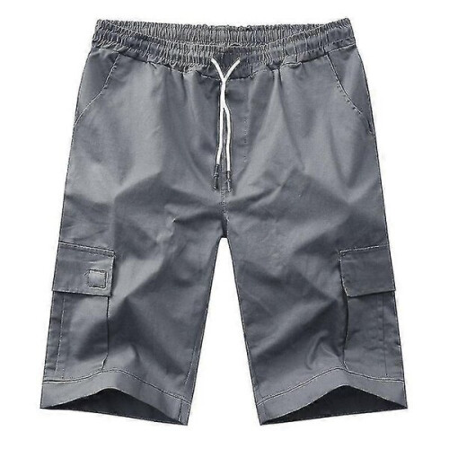 Short de course pour homme, taille élastique, poches cargo, gris clair, taille M 2