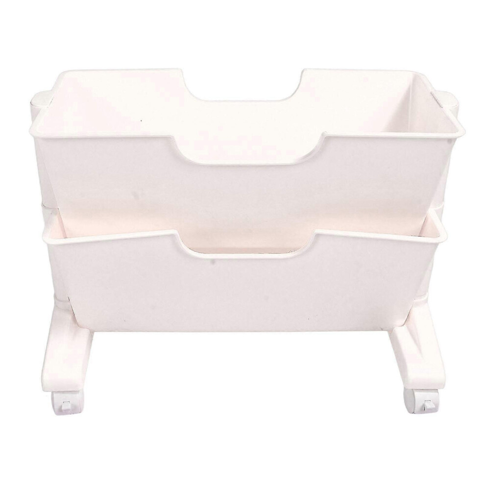 Bureau mobile à double couche, étagère amovible pour petit dortoir, étagère à roulettes, blanc