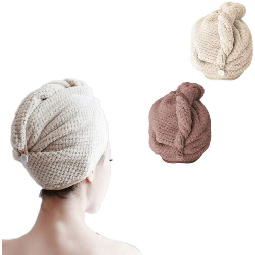 2 pezzi Cuffia per capelli asciutti - beige grigio caffè 2