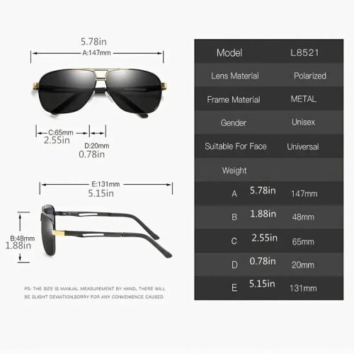 Polarized Aviator Style Sunglasses For Men