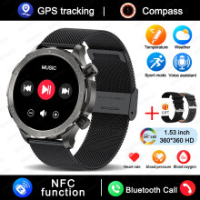 Smart Watch Neue Bluetooth-Anruf-Smart Watch für Männer 1,53 Amoled-Bildschirm Herzfrequenzmesser NFC